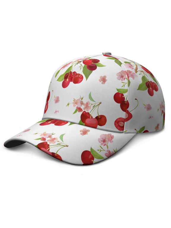 Trucker Hat Cherry Lover Cute Sweet Red Pink Fruit Pattern Print Aesthetic Art Illustration Candy Snapback Hat