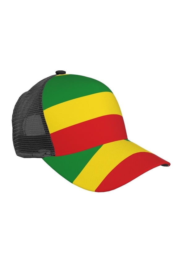 Trucker Hat For Men Women Rastafari Flag Sports Baseball Cap Sun Hat Mesh Golf Dad Hat