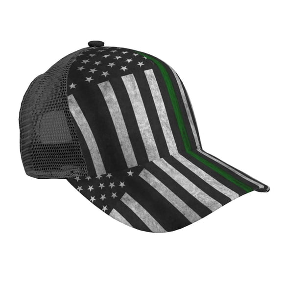 Trucker Hat For Men Women Thin Green Line Flag Sports Baseball Cap Sun Hat Mesh Golf Dad Hat