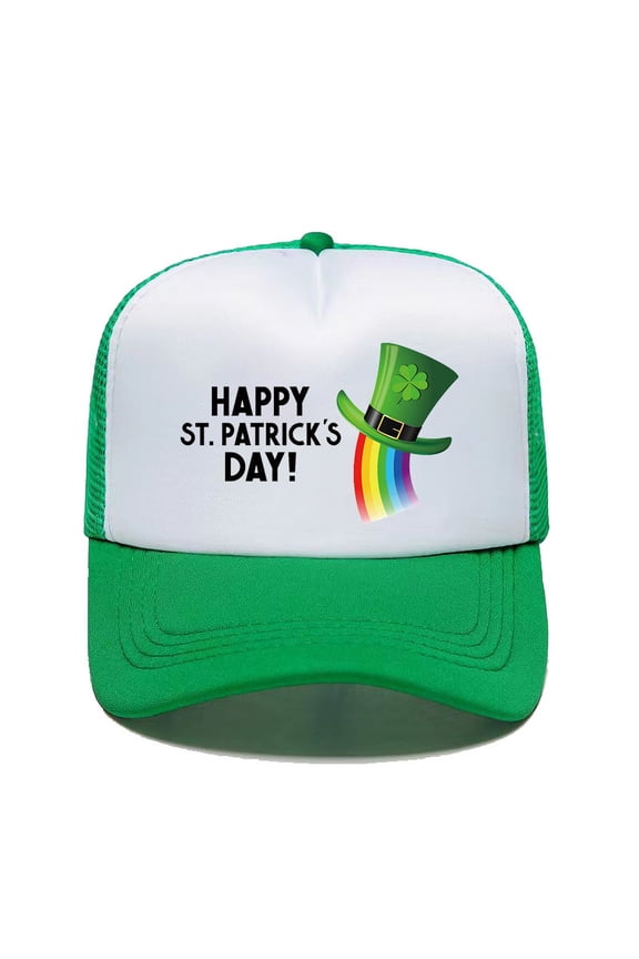 Trucker Hat I Love Drinking Shamrock St Patrick's Patty Irish Polyester Snapback Baseball Cap for Men & Women Kelly Green