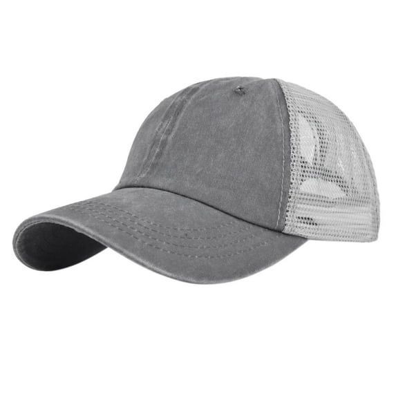 Trucker Hat Men, Audhol Mens and Womens Denim Retro Washed and Old Destroyed Peaked Cap Splicing Solid Color Baseball Cap Baseball Hat Grey One Size