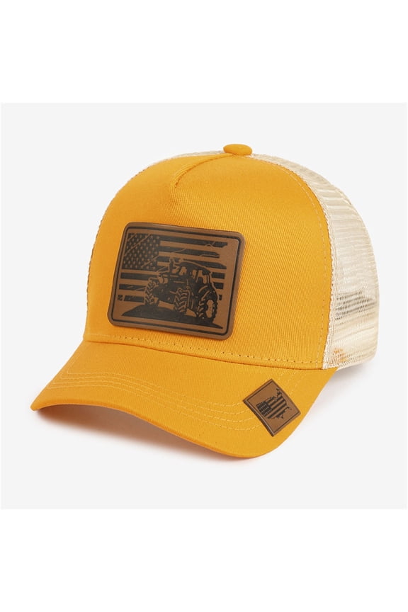 Trucker Hat Tractor American Flag Patch Mesh Back Adjustable Unisex Casual Baseball Cap For All Season Outdoor Daily Running Work Wear