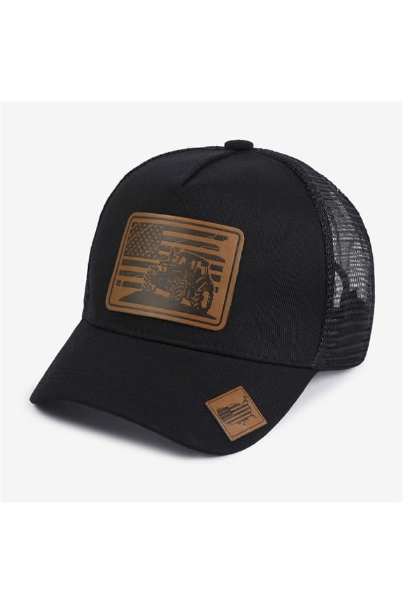 Trucker Hat Tractor American Flag Patch Mesh Back Adjustable Unisex Casual Baseball Cap For All Season Outdoor Daily Running Work Wear