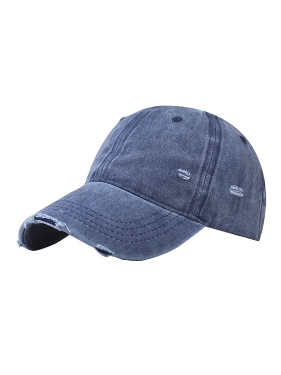 Trucker Hat for Men Baseball Cap Snapback Outdoor Fit Wash To Do Old Hole Baseball Cap Outdoor Matching Personality Light Plate Solid Color Cap