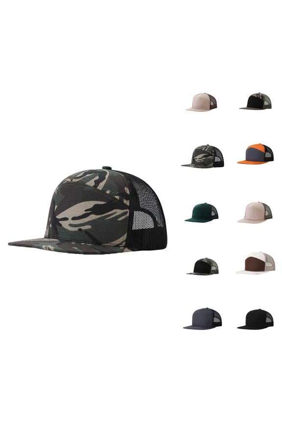 Trucker Hat for Men Women 7 Panel Snapback Adjustable Breathable Baseball Cap Camo Hat