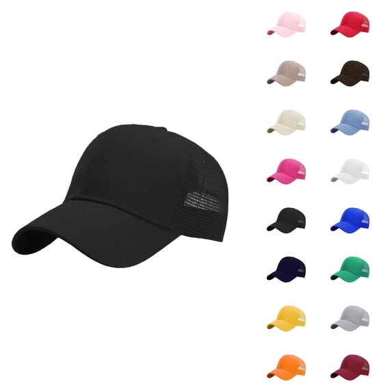 Trucker Hat for Men Women Structured Plain Design 6 Panel Adjustable Size Baseball Cap