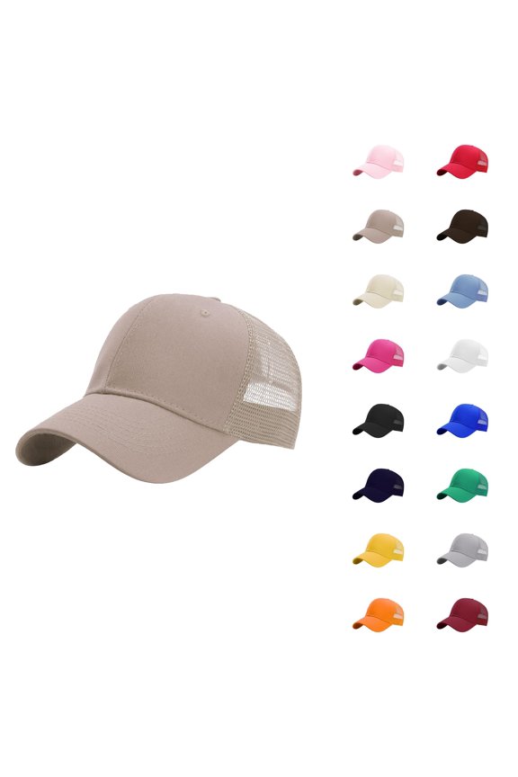 Trucker Hat for Men Women Structured Plain Design 6 Panel Adjustable Size Baseball Cap