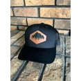 thumbnail image 1 of Trucker Hat with Leather Path, Leather Patch Snapback, Hat with mountains Leather Patch Baseball hat, Leather Hat, Dad Hat, Gift for Hi, 1 of 5