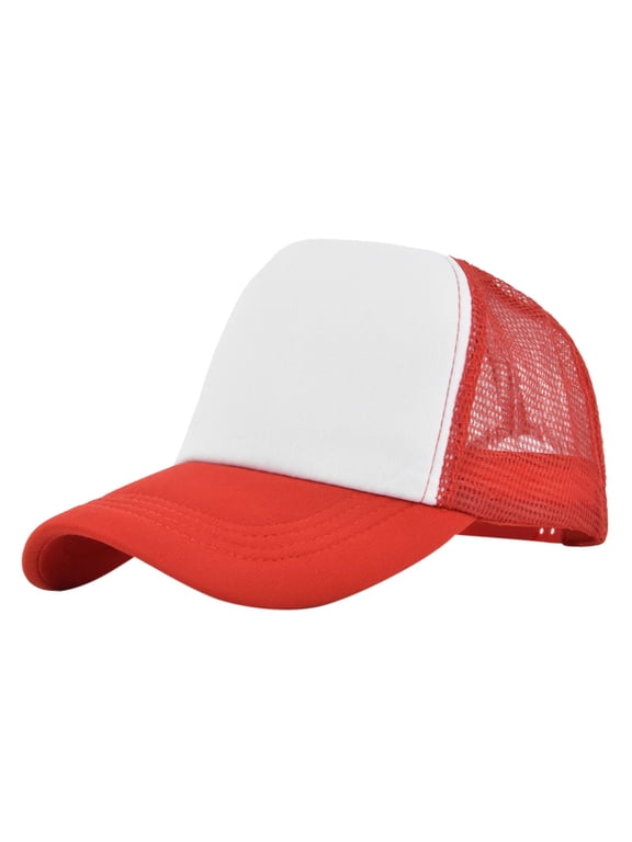 Trucker Hats Women Men Breathable Mesh Sun Hat with Brim, Adjustable Snapback Cap for Outdoor Sports Unisex Vintage 2026 Summer Quick-drying Baseball Cap for Men,Red