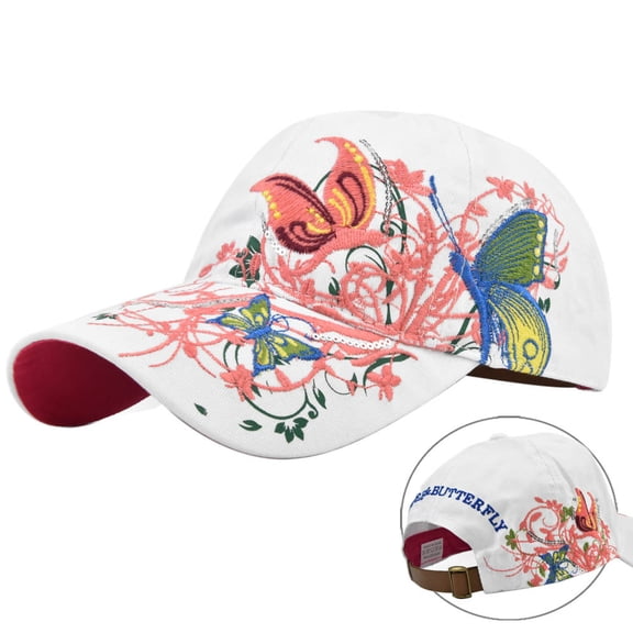 Trucker Hats Womens Hat Trendy Creativity Flowers Butterfly Sequins Embroidered Baseball Cap