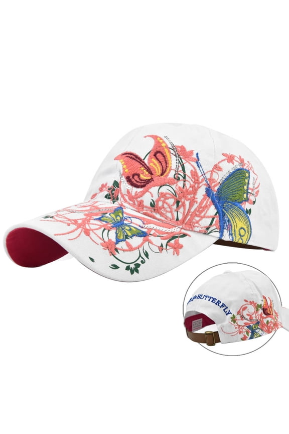 Trucker Hats Womens Hat Trendy Creativity Flowers Butterfly Sequins Embroidered Baseball Cap