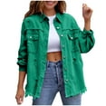 thumbnail image 1 of Trucker Jean Jackets for Women Oversized Button Up Ripped Frayed Hem Shacket Casual Distressed Denim Jackets Coat with Pockets, 1 of 8