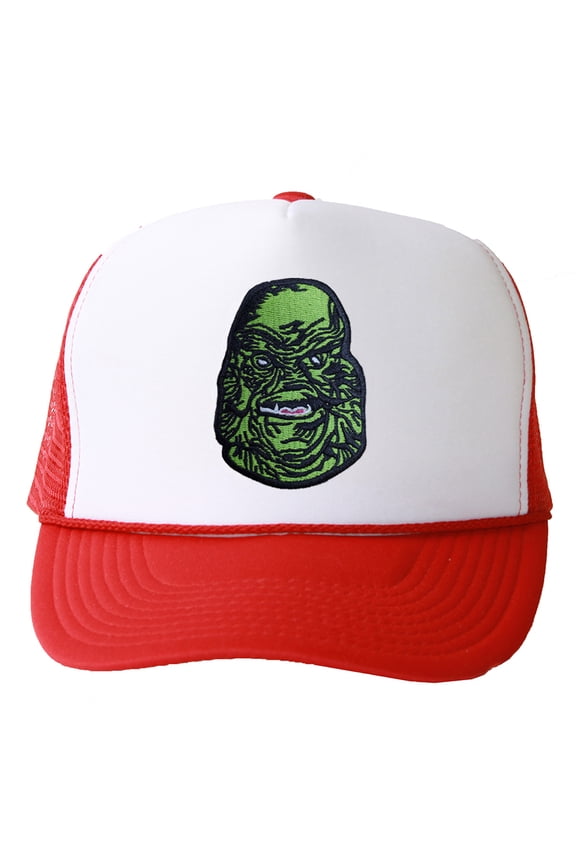 Trucker Mesh Vent Snapback Hat, Creature 3D Patch Embroidery Red