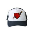 thumbnail image 1 of Trucker Mesh Vent Snapback Hat, Heart Dagger 3D Patch Embroidery Navy Blue, 1 of 1