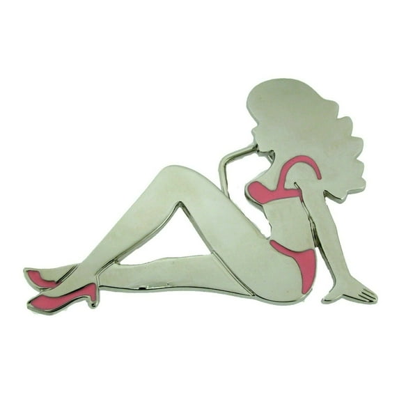 Trucker Mud Girl Flap Belt Buckle Sexy Pinup Belt Buckle Pink Glitter Bra Women New Men Women Cowboy Cowgirl Western Rodeo Texas Style