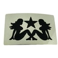 thumbnail image 1 of Trucker Mud Girls Flap Belt Buckle Sexy Lady Pinup Belt Buckle Silver Square Big, 1 of 2