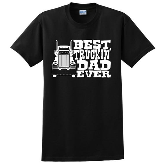 Trucker Shirt For Dad Best Truckin' Dad Ever Short Sleeve T-Shirt Medium Black