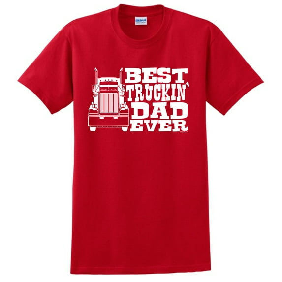 Trucker Shirt For Dad Best Truckin' Dad Ever Short Sleeve T-Shirt Medium Red