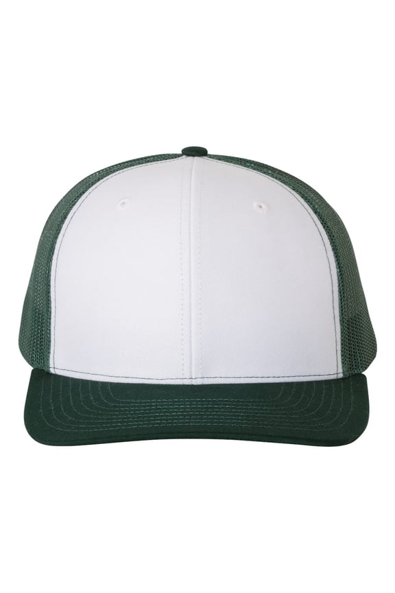 Trucker Snapback Cap , 112 , White/ Dark Green , Adjustable