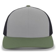 Trucker Snapback Cap - Heather Gray, Light Charcoal & Moss Green - One Size