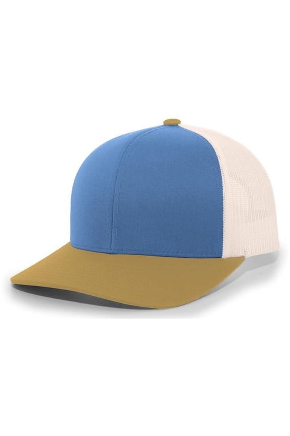 Trucker Snapback Cap, Ocean Blue & Beige & Ocean Blue - One Size