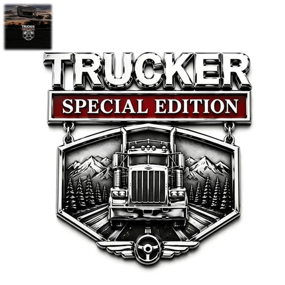 Trucker Special Edition Car Emblem Badge,3D Truck Driver Emblem Car Decals, Adhesive 3D Metal Badge Emblems Stickers,Metal Bumper Sticker for SUV,Auto Sticker Accessory Gifts for Drivers