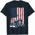 thumbnail image 1 of Trucker T Shirt with American Flag and Big Rig T-Shirt, 1 of 5