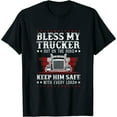 thumbnail image 1 of Trucker Truck Driver Wife Girlfriend Vintage Bless My Womens T-Shirt Black XL, 1 of 5
