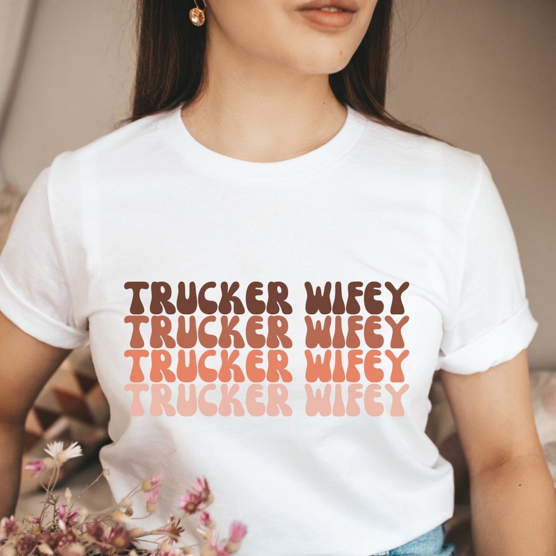 Trucker Tshirt, Truck Driver Wife Shirt, Dad Wife Gift, Wifey Trucker ...