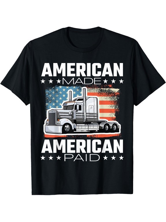 Trucker US American USA Flag Semi Truck Driver 18 Wheeler T-Shirt
