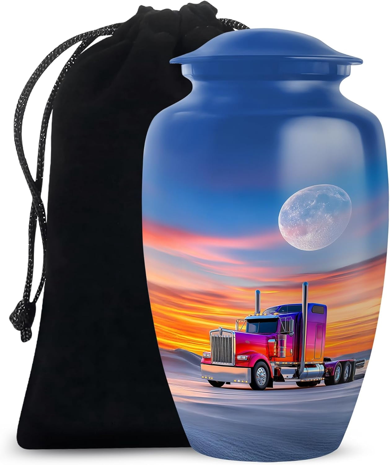Trucker Urn For Human Ashes Adult Male, Sunset Semi-truck Cremation Urn For Men, Decorative Memorial Urns For Ashes, Funeral Urns For Ashes Adult, (Size: 6 Inch, 1 Pc)