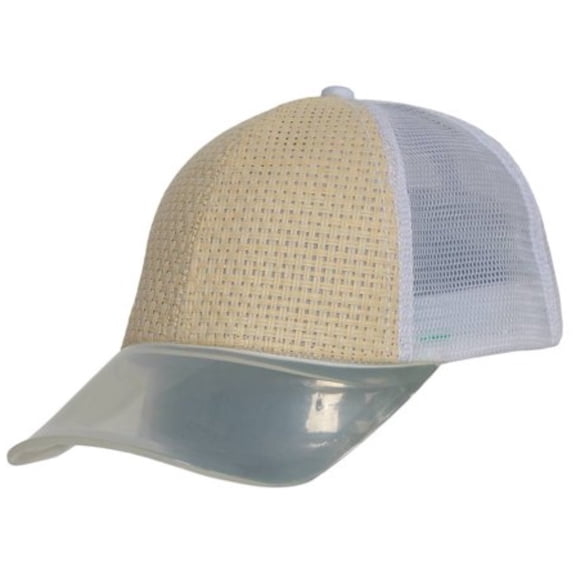 Trucker Visor Adjustable Sports Baseball Straw Mesh Summer Blank Mens Hat Cap, White Tan