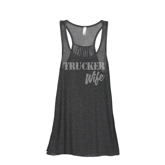 Trucker Wife Women's Fashion Sleeveless Flowy Racerback Workout Yoga Tank Top Charcoal Grey Large