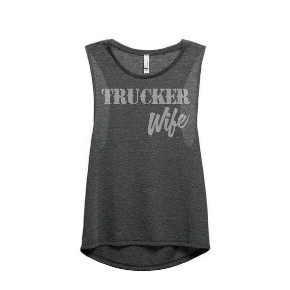 Trucker Wife Women's Fashion Sleeveless Muscle Workout Yoga Tank Top Charcoal Grey 2X-Large