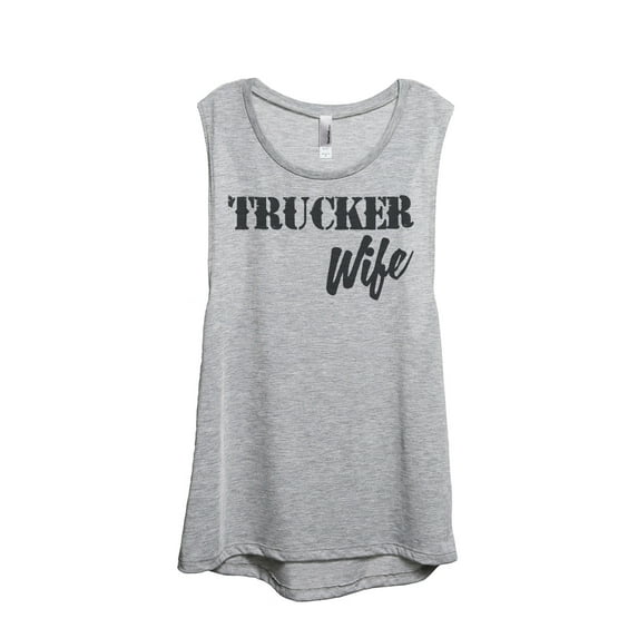 Trucker Wife Women's Fashion Sleeveless Muscle Workout Yoga Tank Top Sport Grey Small