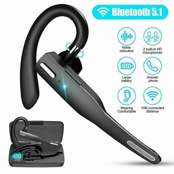 Trucker Wireless Bluetooth 51 Earpiece Headset Dual Mic Earbud Noise Cancelling-In Stock