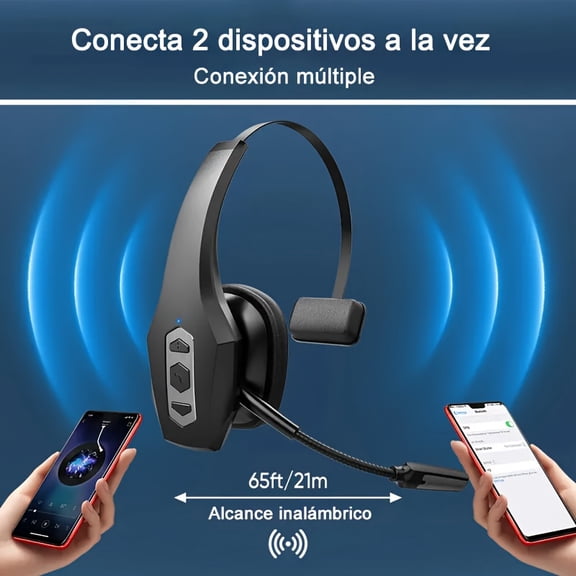 Trucker Wireless Headset With Noise Cancelling Microphone & Mute Button, AI Wireless Headsets V5.3 Multipoint For Work From Home/ Cell Phone/ Computer/ Zoom/ Teams/ Truck Driver