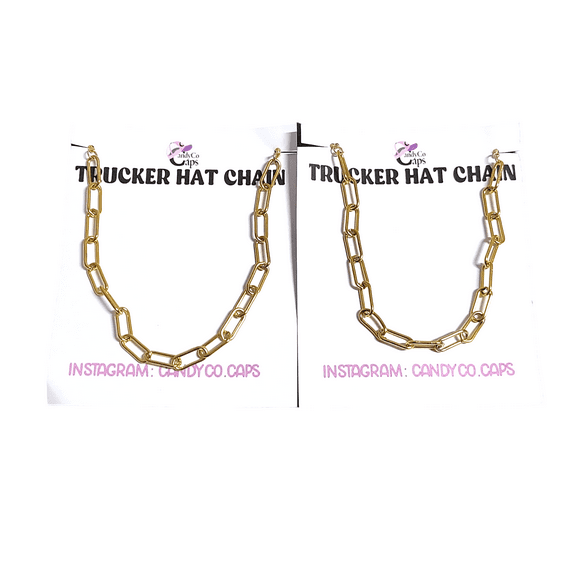 Trucker hat chain hat bar gold link diy Cap chains. Cap band. Hat band. Cap accessories Link chain. Removable GOLD OVAL LINK