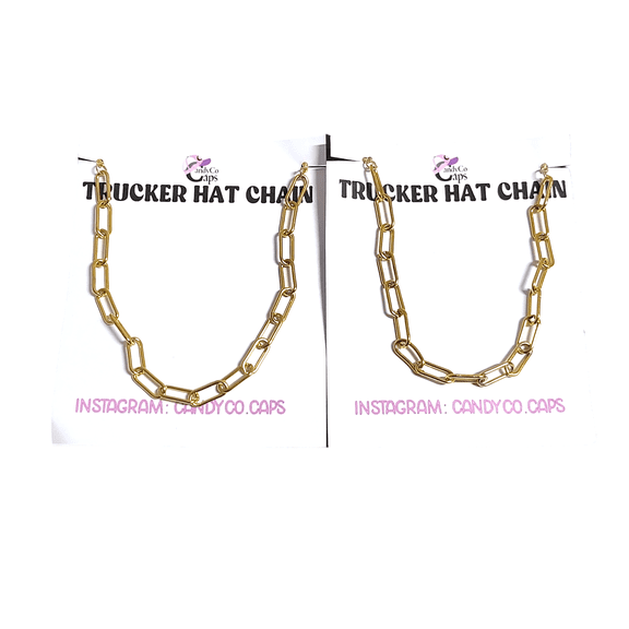 Trucker hat chain hat bar gold link diy Cap chains. Cap band. Hat band. Cap accessories Link chain. Removable GOLD OVAL LINK