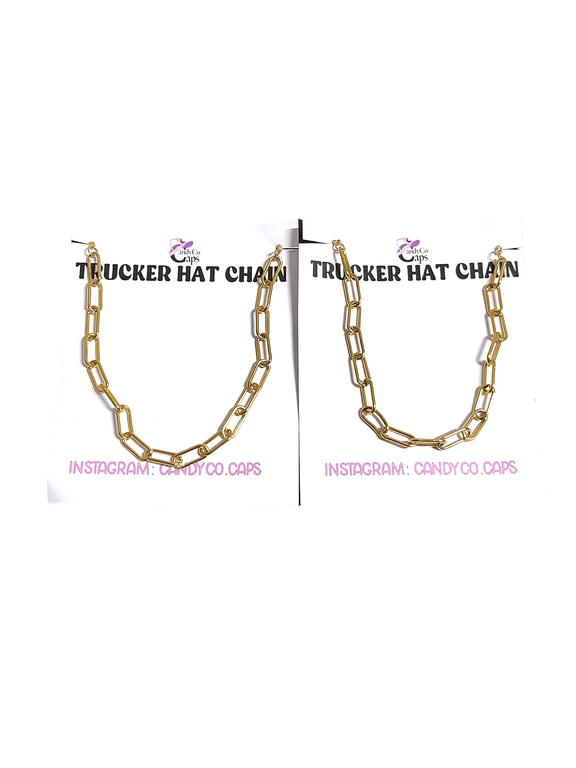 Trucker hat chain hat bar gold link diy Cap chains. Cap band. Hat band. Cap accessories Link chain. Removable GOLD OVAL LINK