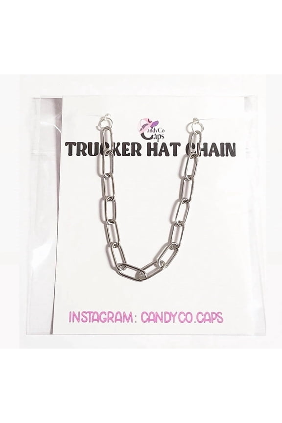 Trucker hat chain hat bar gold link diy Cap chains. Cap band. Hat band. Cap accessories Link chain. Removable SILVER OVAL LINK