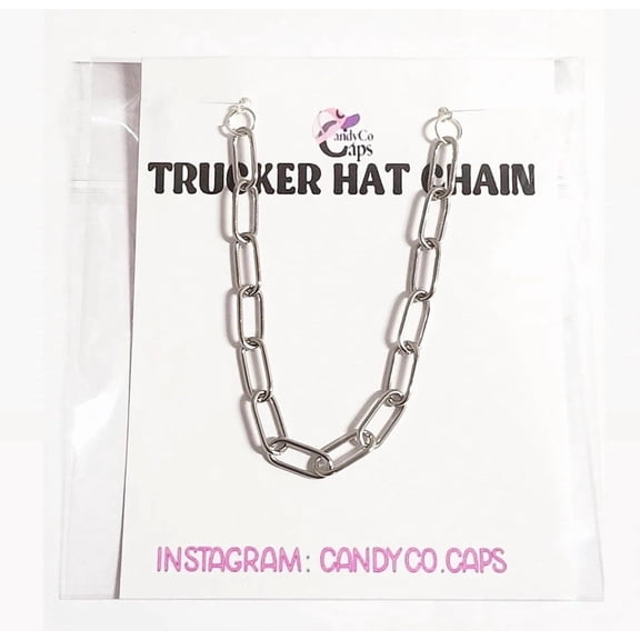 Trucker hat chain hat bar gold link diy Cap chains. Cap band. Hat band. Cap accessories Link chain. Removable SILVER OVAL LINK