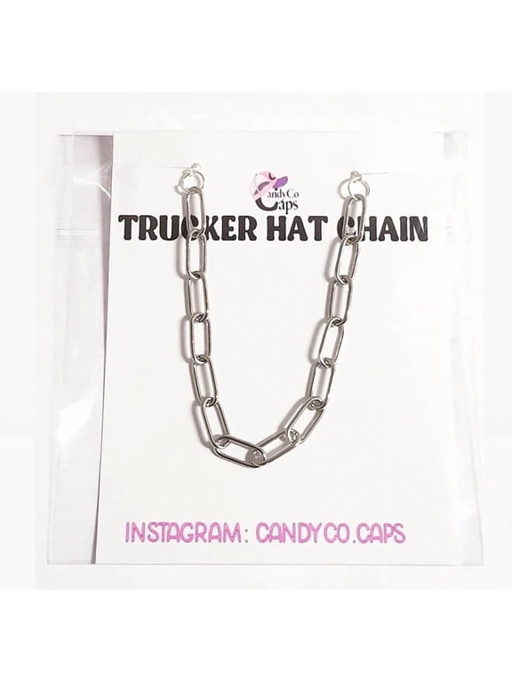 Trucker hat chain hat bar gold link diy Cap chains. Cap band. Hat band. Cap accessories Link chain. Removable SILVER OVAL LINK