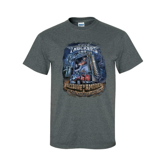 Truckers Backbone of America Unisex Short Sleeve T-shirt-Dark Heather Grey-X-Large