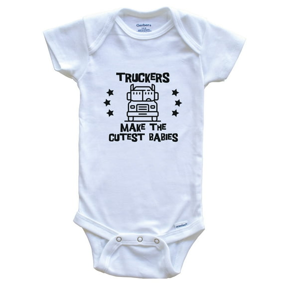 Truckers Make the Cutest Babies Funny Truck Driver Baby Bodysuit, 0-3 months white