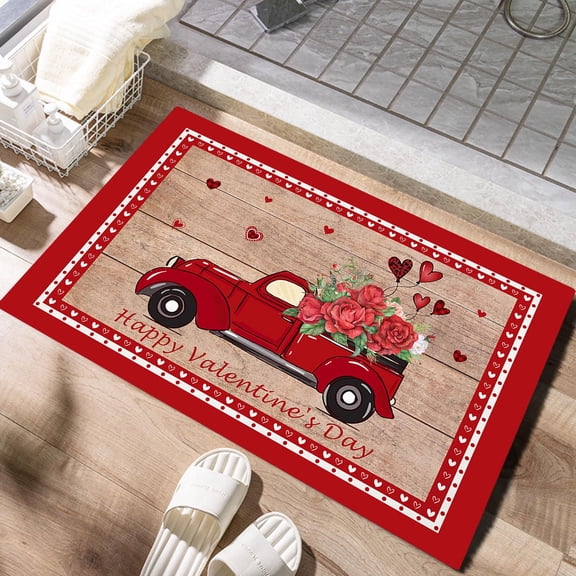 A Truckload of Love Valentines Day Doormat Welcome Mats Rugs Carpet Outdoor/ Indoor for Home/ Office/ Bedroom, Rustic Farmhouse Decor, 40 x60cm/15.7 x23.6in