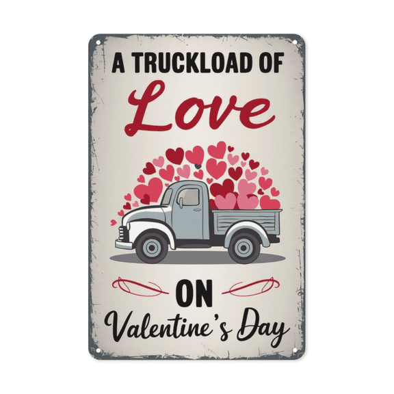 Truckload Love Valentines Day metal sign Rustic Wall Decor Romantic Art Perfect Hanging Barn Farmhouse Den With Weatherproof Coating Anniversary Gift Husband Wife Couple 8x12 inch metal sign