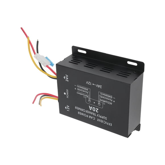 Trucks 24V Step Down to 12V Car Power Supply Module 20A Compatible Power Supply Converter Black 1 Pcs
