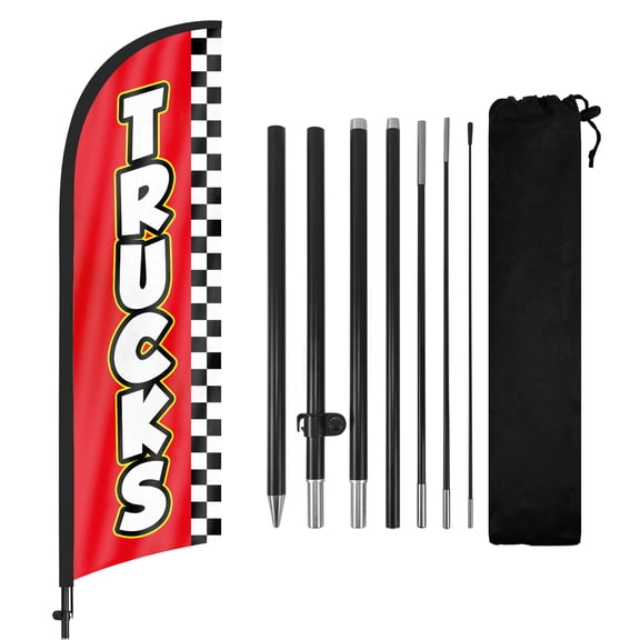 Trucks Advertising Feather Flags Banner 8Ft, Swooper Flag with Pole and Ground Stake, Advertising Feather Flag Signs for Business