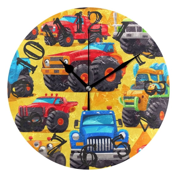 Trucks Desert 10 inch Wall Clocks Non Ticking Easy to Read Battery Decorative for Home Bathroom Kitchen Bedroom Living Room